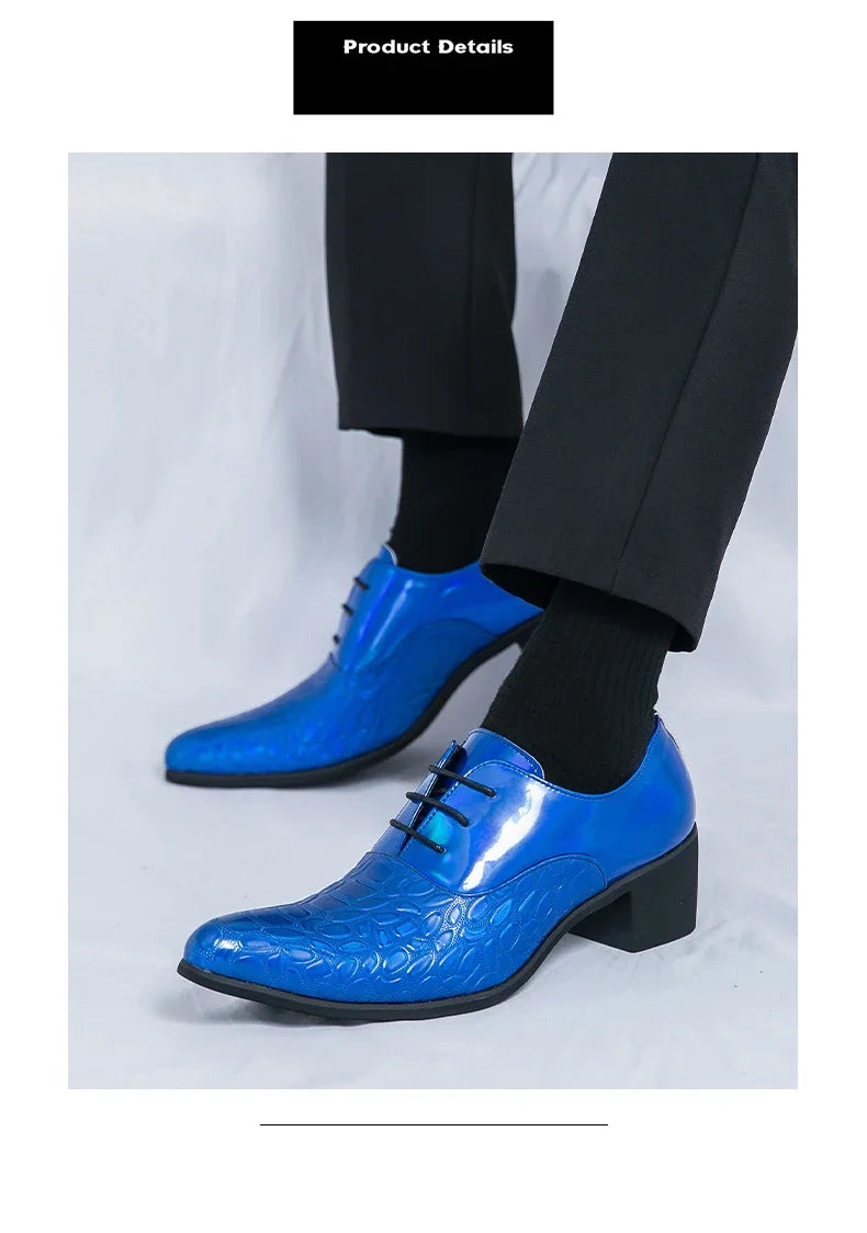 Luxury Multiple Colors High Heel Men's Shoes Fashion Moccasin Man Wedding Shoes Groom Designer Pointed Toe Leather Dress Oxfords