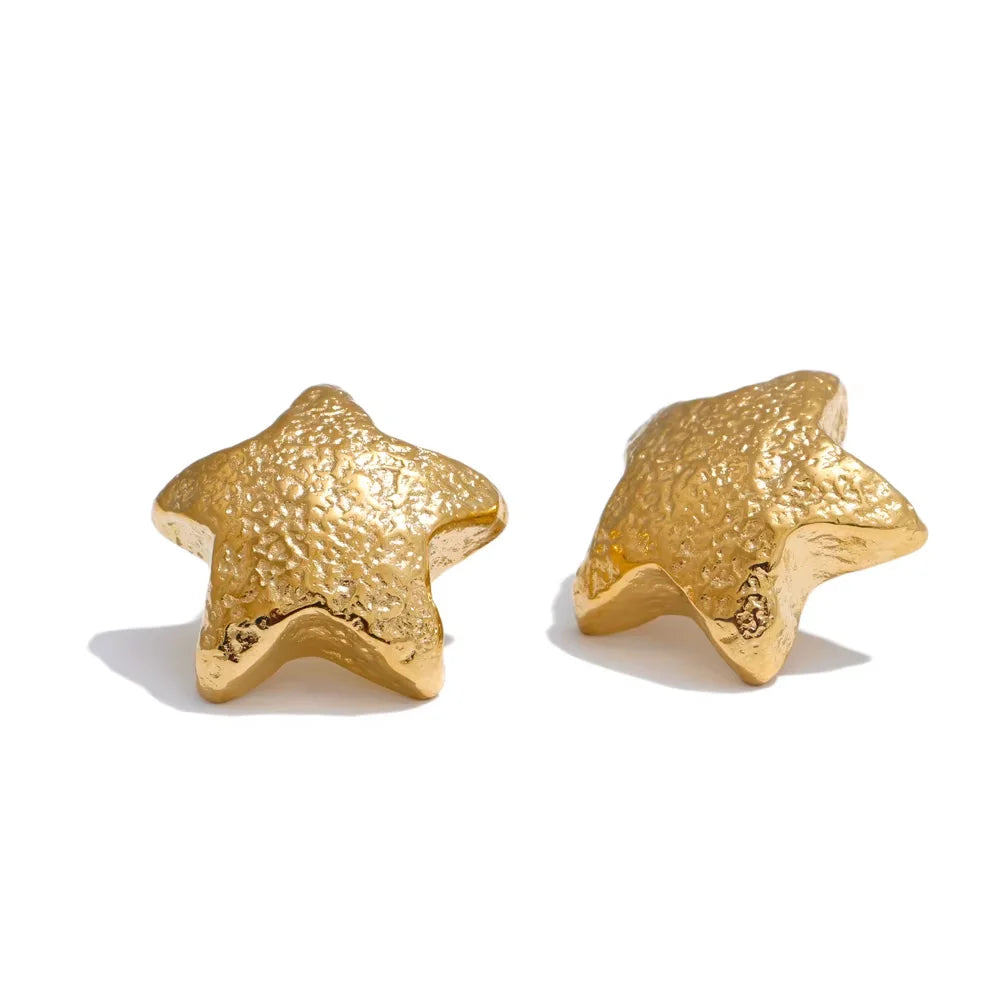 NiNice Arrivals Stainless Steel Metal Hammer Chunky Star Stud Earrings Simple Trendy Daily Women Jewelry Wholesale Gift