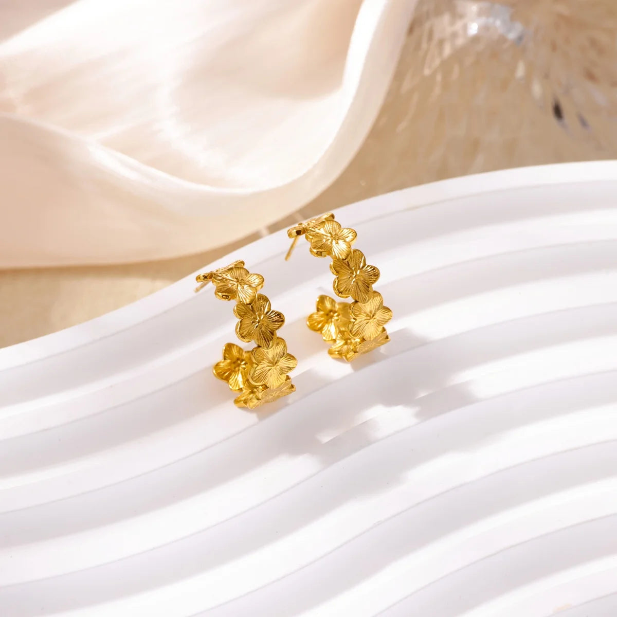 Cubic Zirconia Hoop Earrings For Women Luxury Crystal Zircon Gold Color Stainless Steel Earring Jewelry Wedding Party Gift