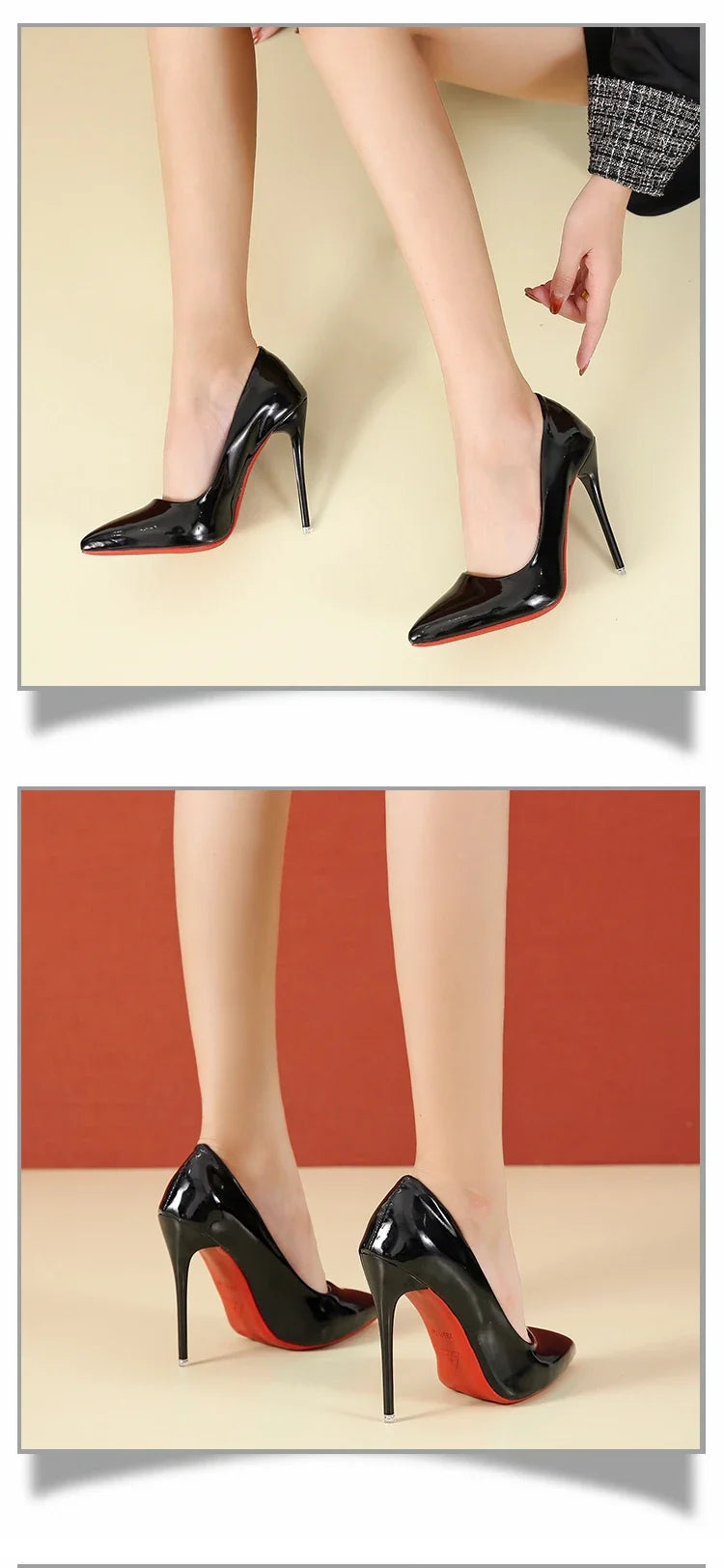 2024 Women Shoes Red High Heels Sexy Pointed Toe 12cm Pumps Wedding Dress Shoes Nude Black Color Red Rubber Bottom High Heels