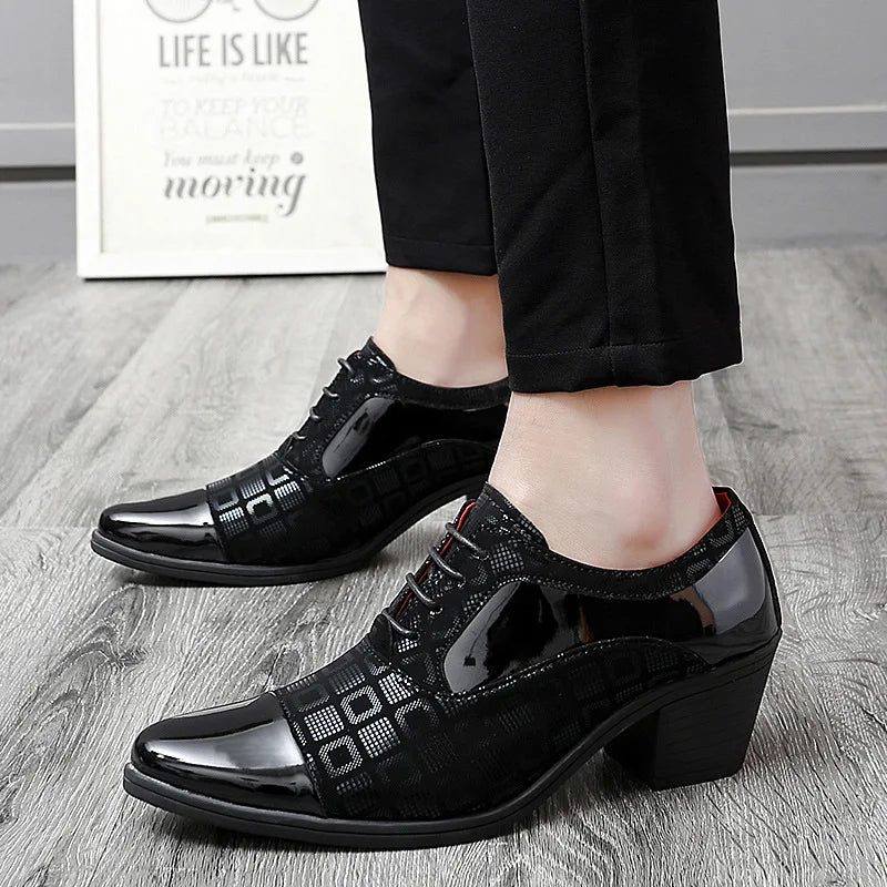 Men Formal Shoes High Heels Business Dress Shoes Male Oxfords Pointed Toe Formal Shoe for Man Luxury Wedding Party Leather Shoe