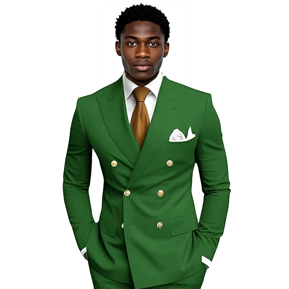 Business Men's Suit 2-piece Double-breasted Blazer Pants Wedding Groom's Tuxedo Gentleman's Evening Dress Tailor-made Mens Suits