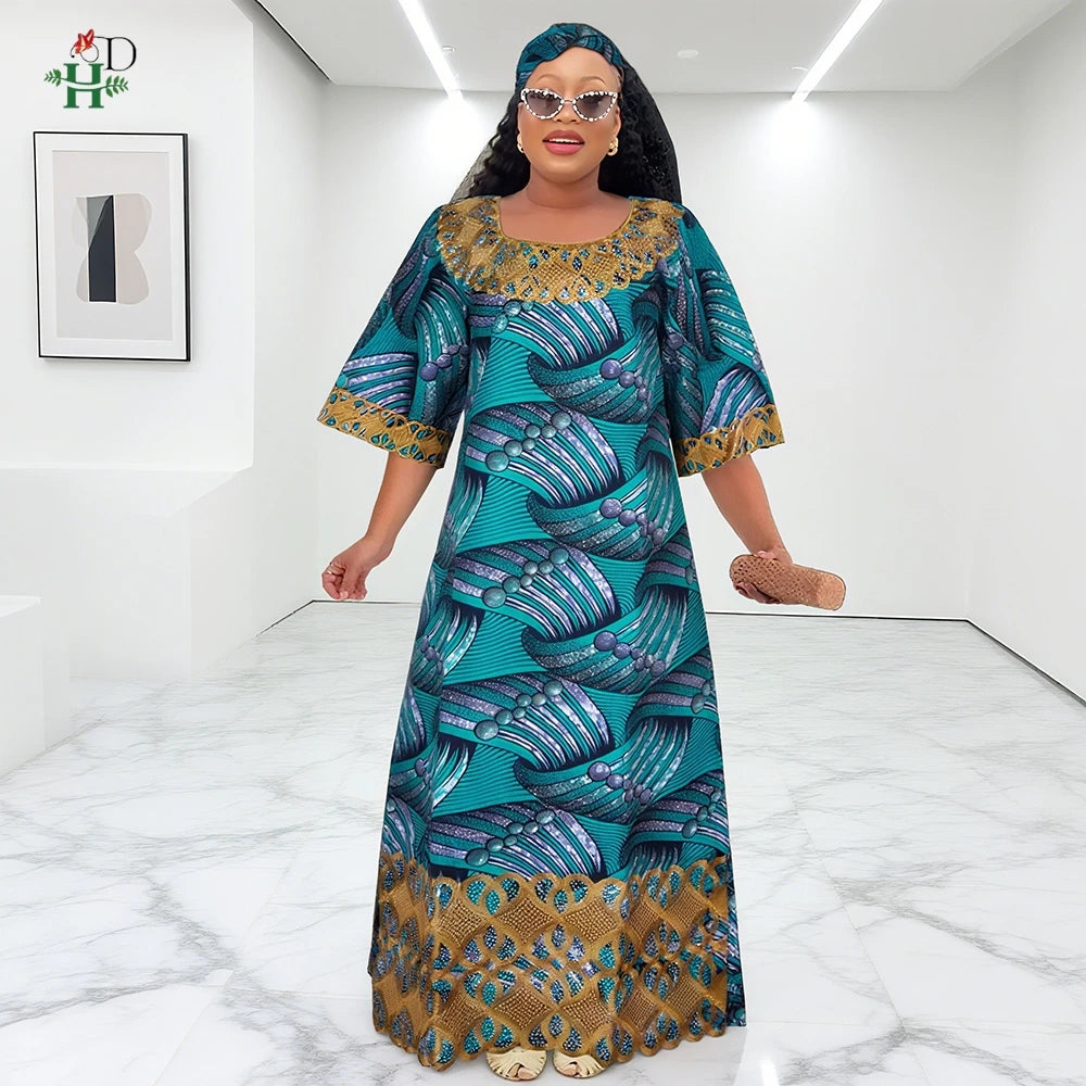 African Dresses For Women Traditional Clothing Embroidery Printed Outfits Bubu Gown Abayas Robe Kaftan Boubou Djellaba 2025 New