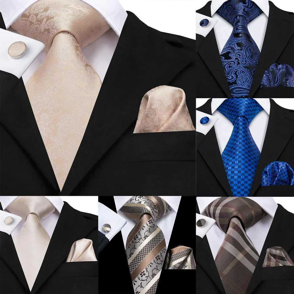 Hi-Tie Men's Ties Floral Paisley Handkerchief Cufflinks Tuxedo Accessories Classic Luxury Gift Ties For Party Dinner Wedding