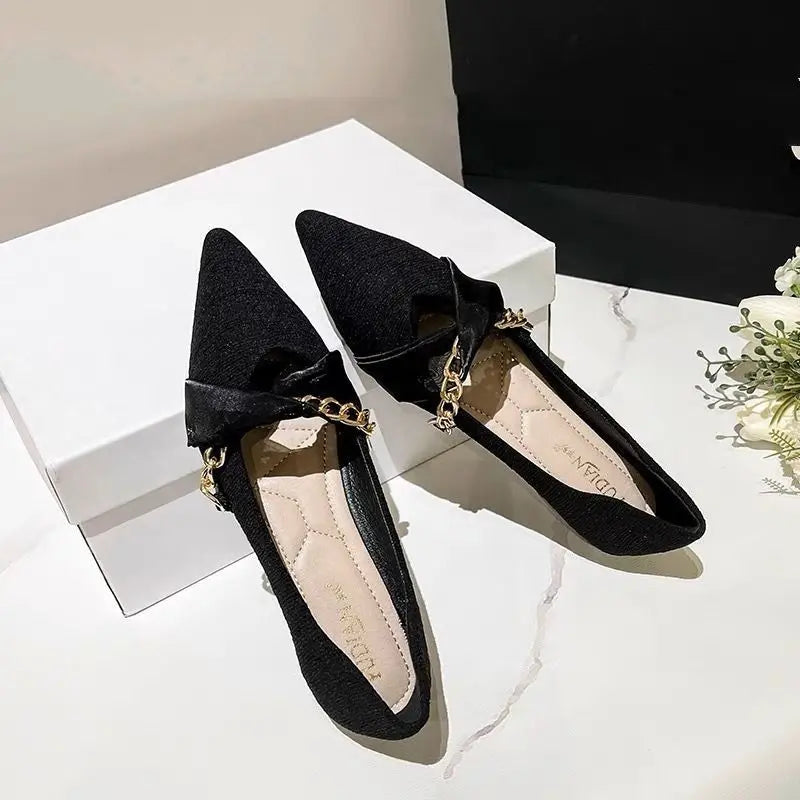 Women's Shoes Flats Office Pointed Toe Luxury Casual Shoes 2025 Flat Anti Slip Lightweight Women's Elegant Dress Banquet Shoes