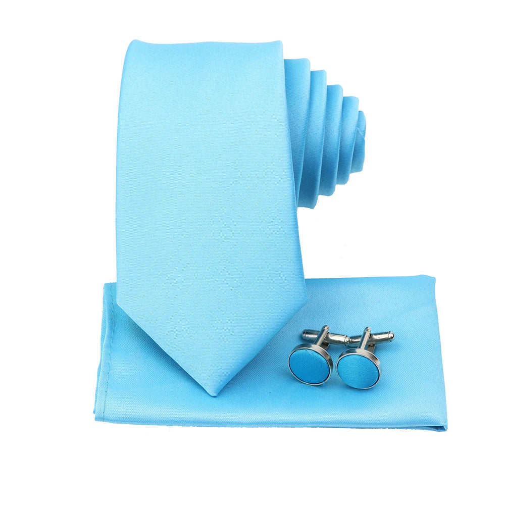 Men's Colorful Polyester Necktie Bowtie Cufflink Brooch Set Sage Green Pink Ties Business Wedding Party Shirt Accessories Gift