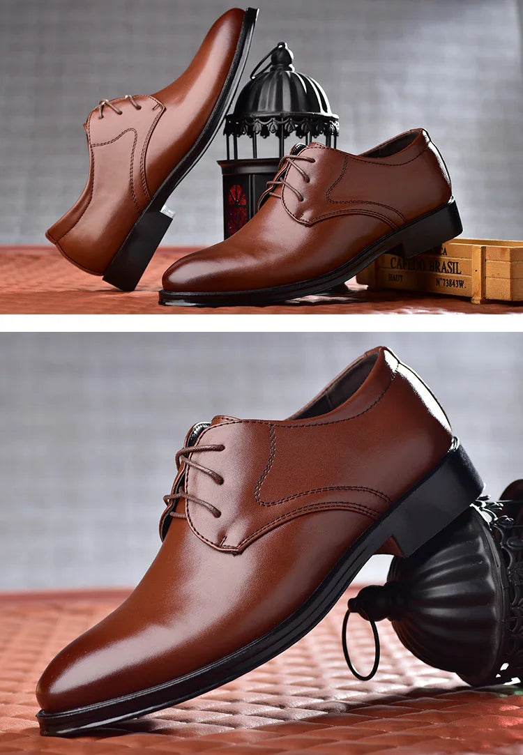 Men Leather Shoes Business Dress Shoes All-Match Casual Shoes Shock-Absorbing Footwear Wear-Resistant