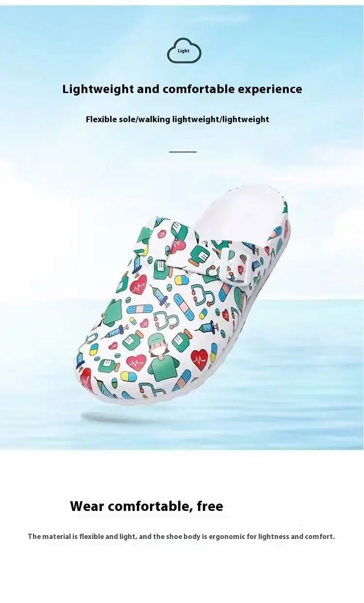 A Pair of New Summer Women's Slippers for Doctors and Nurses, Non-Slip, Wear-Resistant, Casual Closed-Toe Shoes, Versatile Sports Women's Slippers