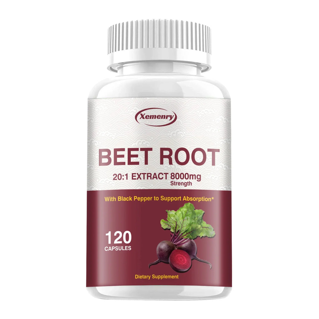 Beet Root Capsules - Supports Healthy Blood Pressure Levels, Promotes Circulation, and Enhances Absorption - 120 Capsules