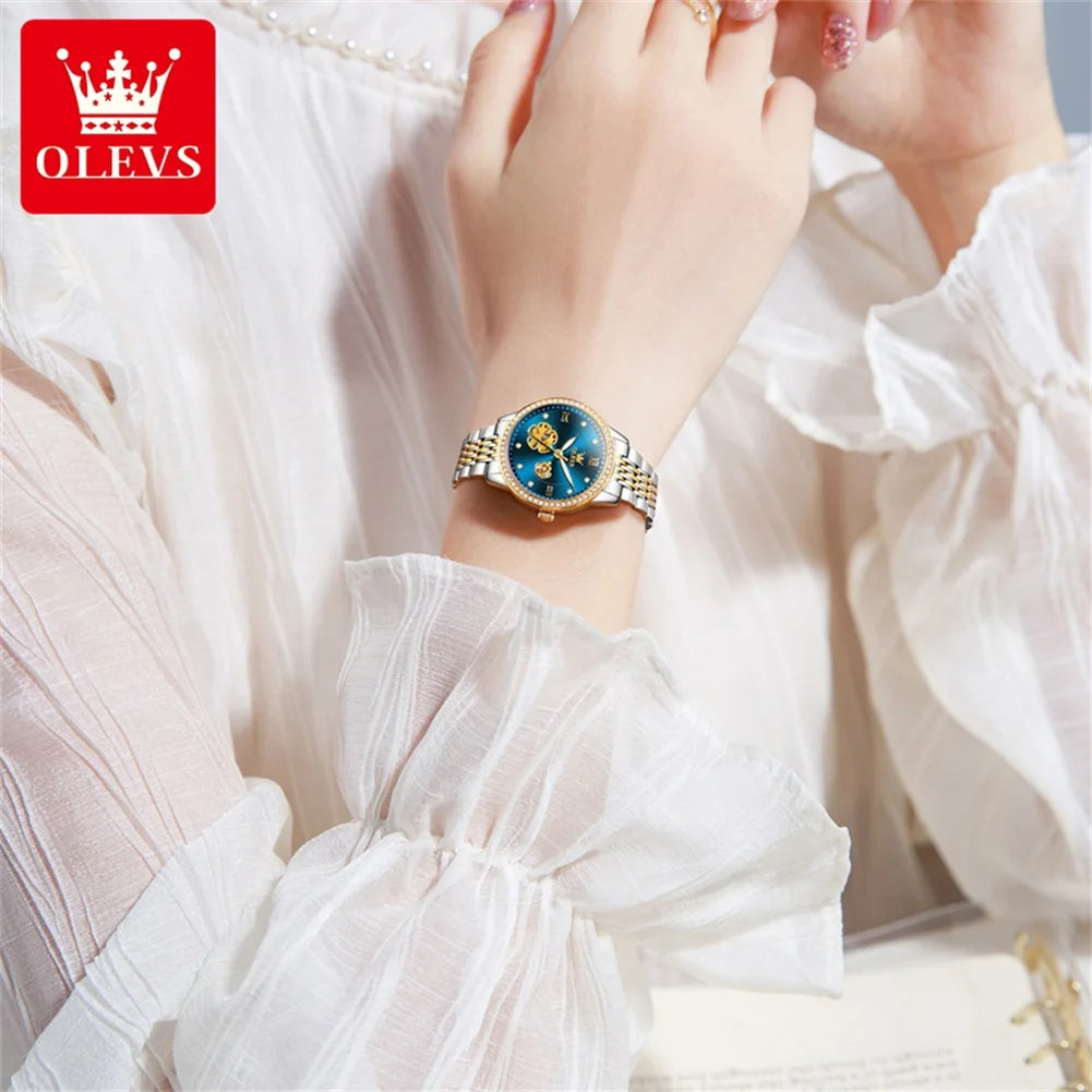 OLEVS 6706 Mechanical Watch for Women Luxury Waterproof Fashion Elegant Diamond  Automatic Ladies Watches