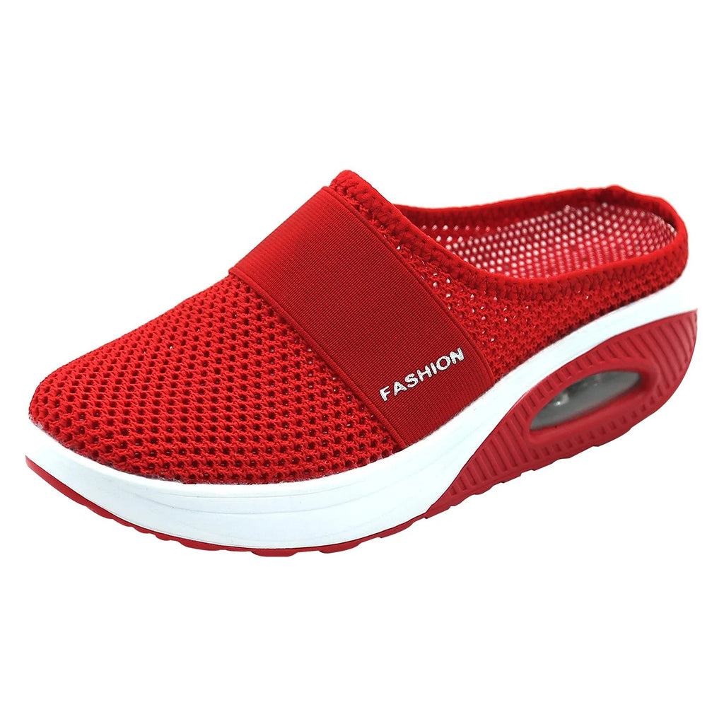 Women Air Cushion Slip On Walking Shoes Breathable Knit Sneakers Lightweight Comfortable Casual Shoes Walking Footwear