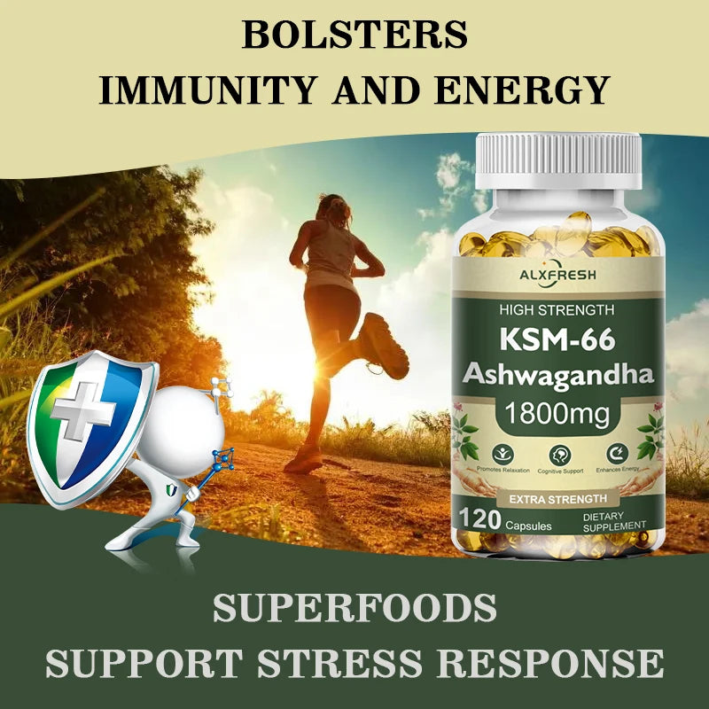 KSM-66 Natural Ashwagandha Capsules Ashwagandha Supplement| 1800mg for Health Support - Plant Based Vegan Gluten-Free