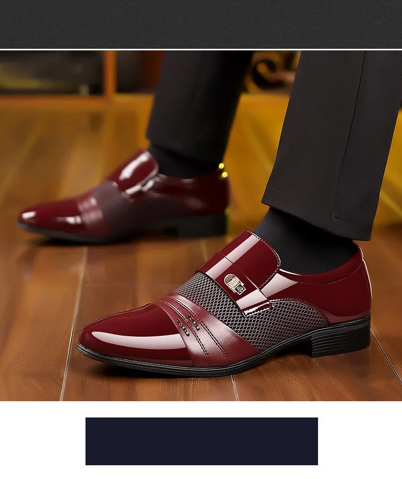 Men's Dress Shoes Pointed Toe Oxfords Classic Business Men Leather Shoes Slip on Wedding Casual Shoes Office Comfortable Loafers