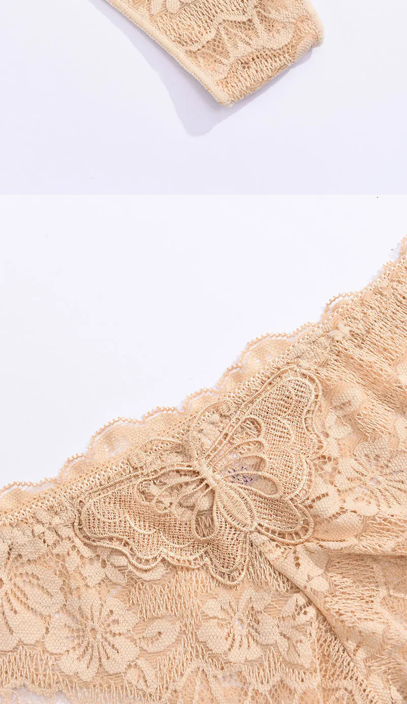 FINETOO 6Pcs/Set Perspective Lace Panties Hollow Out Low-waist Underwear Thongs Female Underpants Breathable Lingerie Intimates