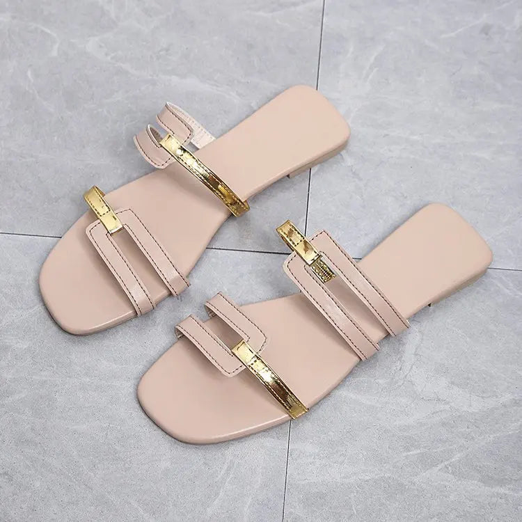 Women's Shoes Summer Flats Flip Flops Dress Shallow Casual Female Slides Rome Open-toe Women Slippers Slingback Sandals2023