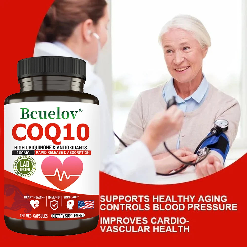 CoQ10 Coenzyme Q10 100mg Supplement - Rapid Release Fast Absorption- Immune Heart Energy Antioxidant (120caps)