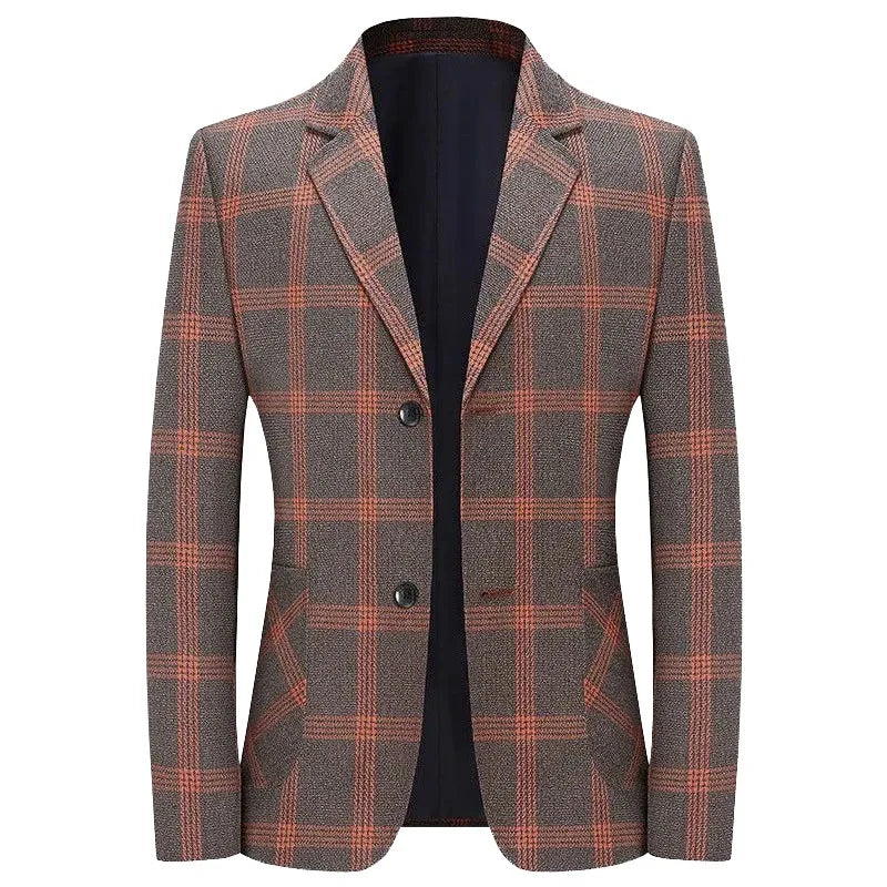 Man Suit Coat Autumn Retro Striped Contrast Color Male Blazer Single-breasted Long Sleeve Pocket Non-ironing Men Outerwear