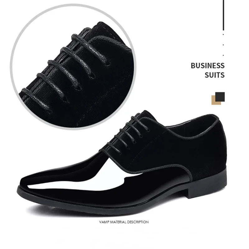 New Oxford Shoes Men's Pointed Toe Dress Shoes Luxury Lacquer Wedding Shoes Classic Derby Shoes 2024 Leather Shoes Size 39-48