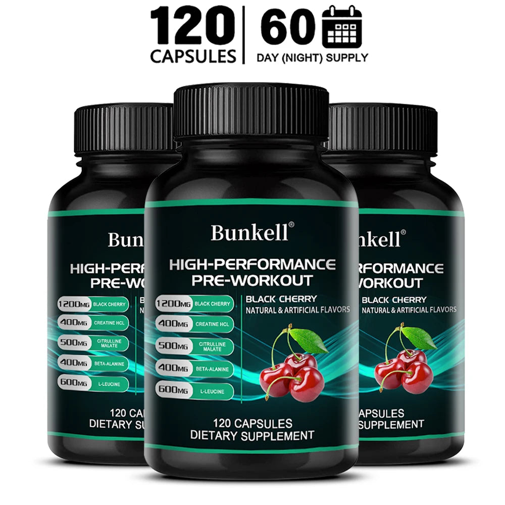 Bunkell Pre-Workout Supplement - Amino Acids, Creatine HCI, Citrulline Malate, Beta-Alanine To Improve Athletic Performance