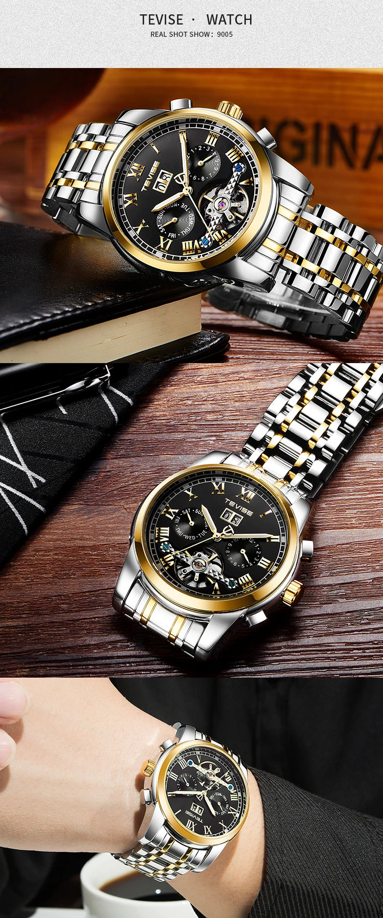 TEVISE Mechanical Watch for Man Top Brand Luxury Watch Stainles Steel Business Waterproof  Luminous Wristwatch