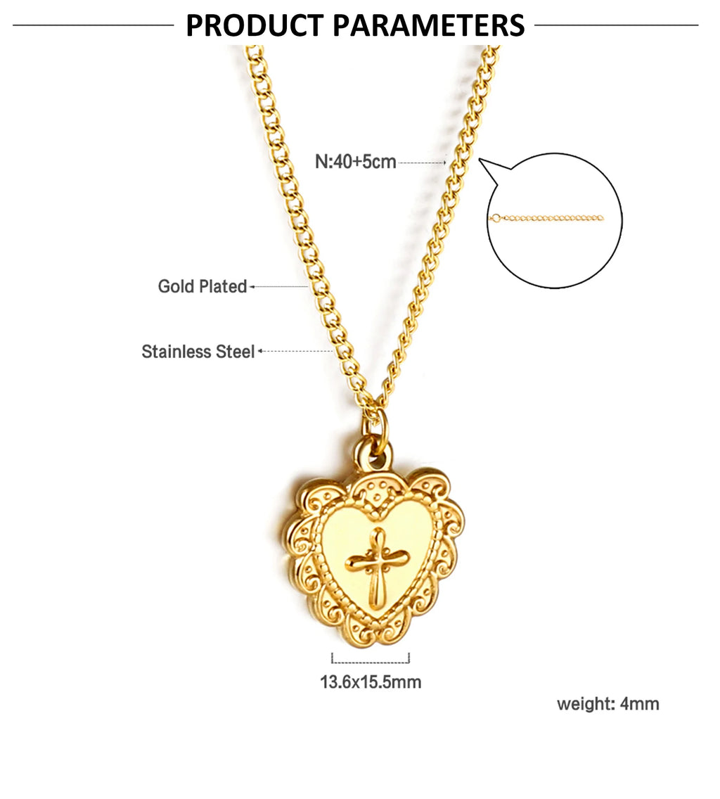 Classic Cross Pendant Necklaces For Women Girls Fashion Gold Plated Stainless Steel O Chain Collares Para Mujer Jewelry Gifts