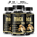 20X Natural Concentrated Extracts Black + Red + Yellow Maca Root, Korean Ginseng, Ashwagandha, Maca Root Capsules 8050 Mg