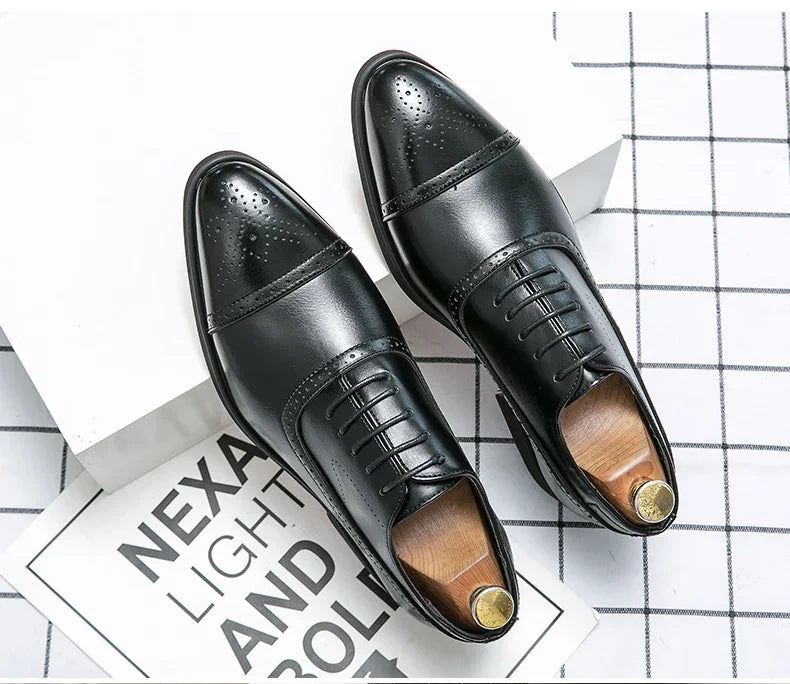 Luxury Men Dress Shoes Fashion Casual Business Shoes Retro Party Banquet Shoes for Men Carved Lace-up Brogue Wedding Shoe Size48
