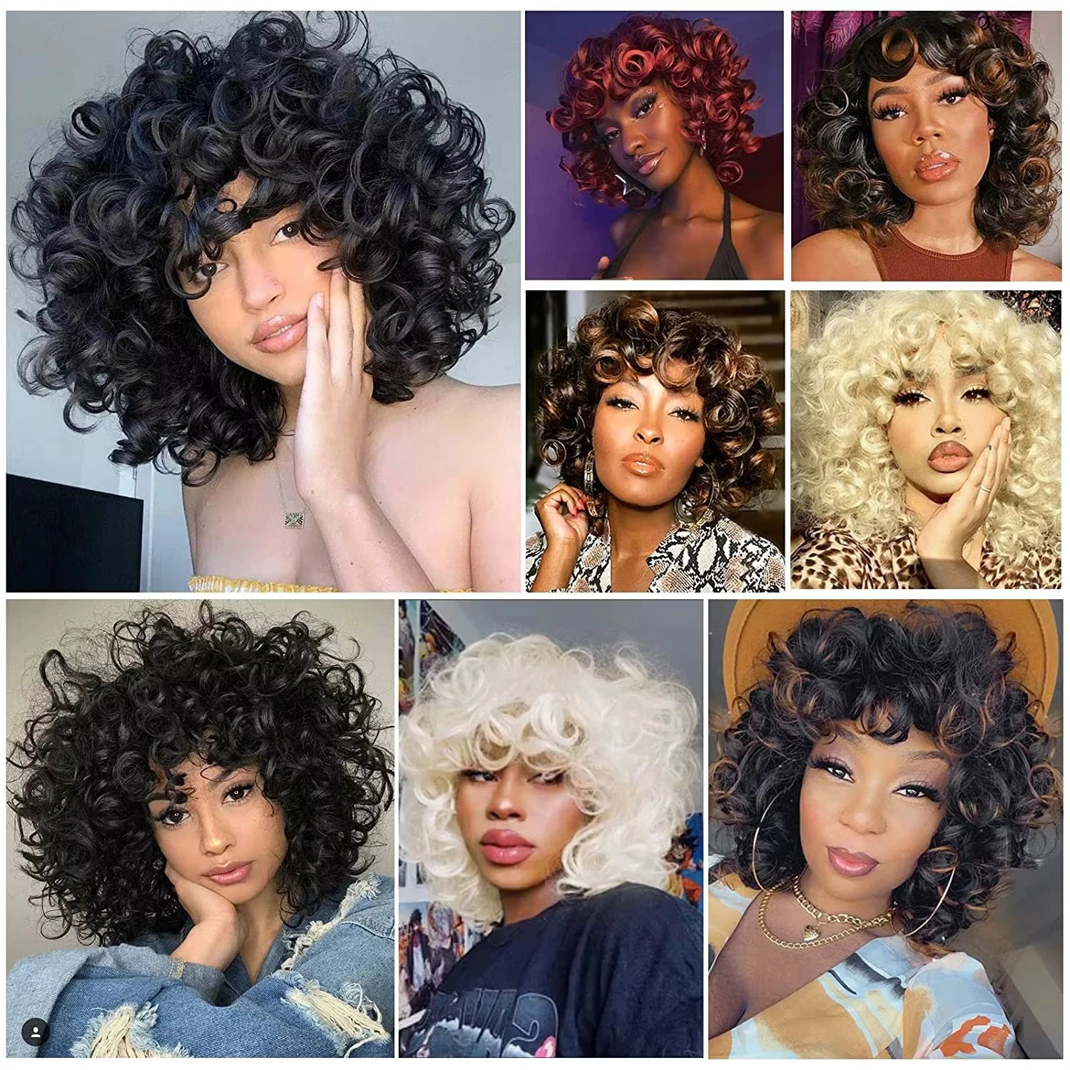 250% Bouncy Curly Bob Human Hair Wigs Loose Bouncy Rose Curly Wigs With Bangs Brazilian Remy Hair Machine Made Wig for Women