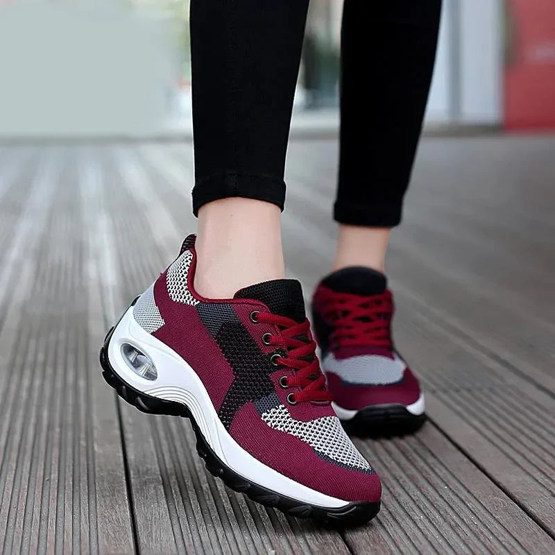 Tenis Women Sneakers Air Cushion Walking Shoes Breathable Gym Jogging Shoes for Woman Lace Up Platform Sport Shoe Tenes Feminino