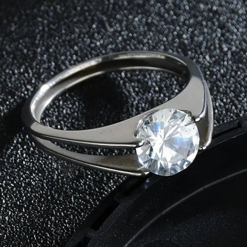 Couple Rings - Women Exquisite Rhinestones Zirconia Rings Set Simple Stainless Steel Men Ring Fashion Jewelry For Lover Gifts
