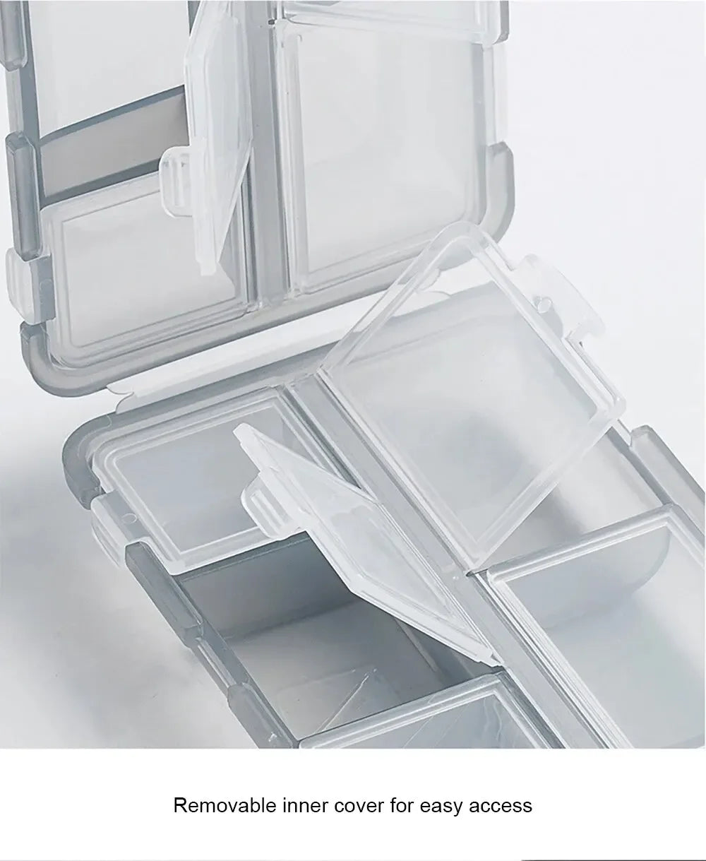 Convenient Travel Pill Organizer Dispenser Portable Pocket Pharmacy Medicine Box Small Case 10 Grids Storage Vitamin Fish Oil