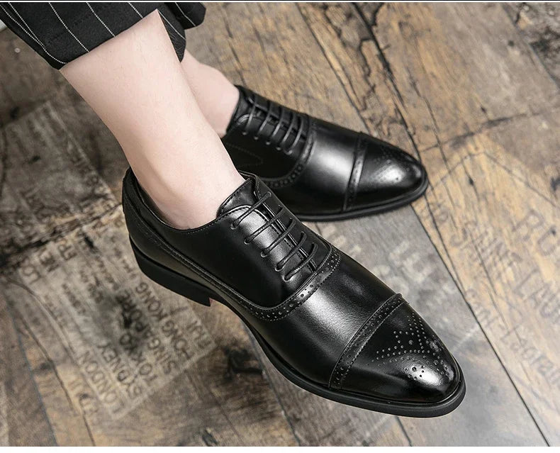 Luxury Men Dress Shoes Fashion Casual Business Shoes Retro Party Banquet Shoes for Men Carved Lace-up Brogue Wedding Shoe Size48