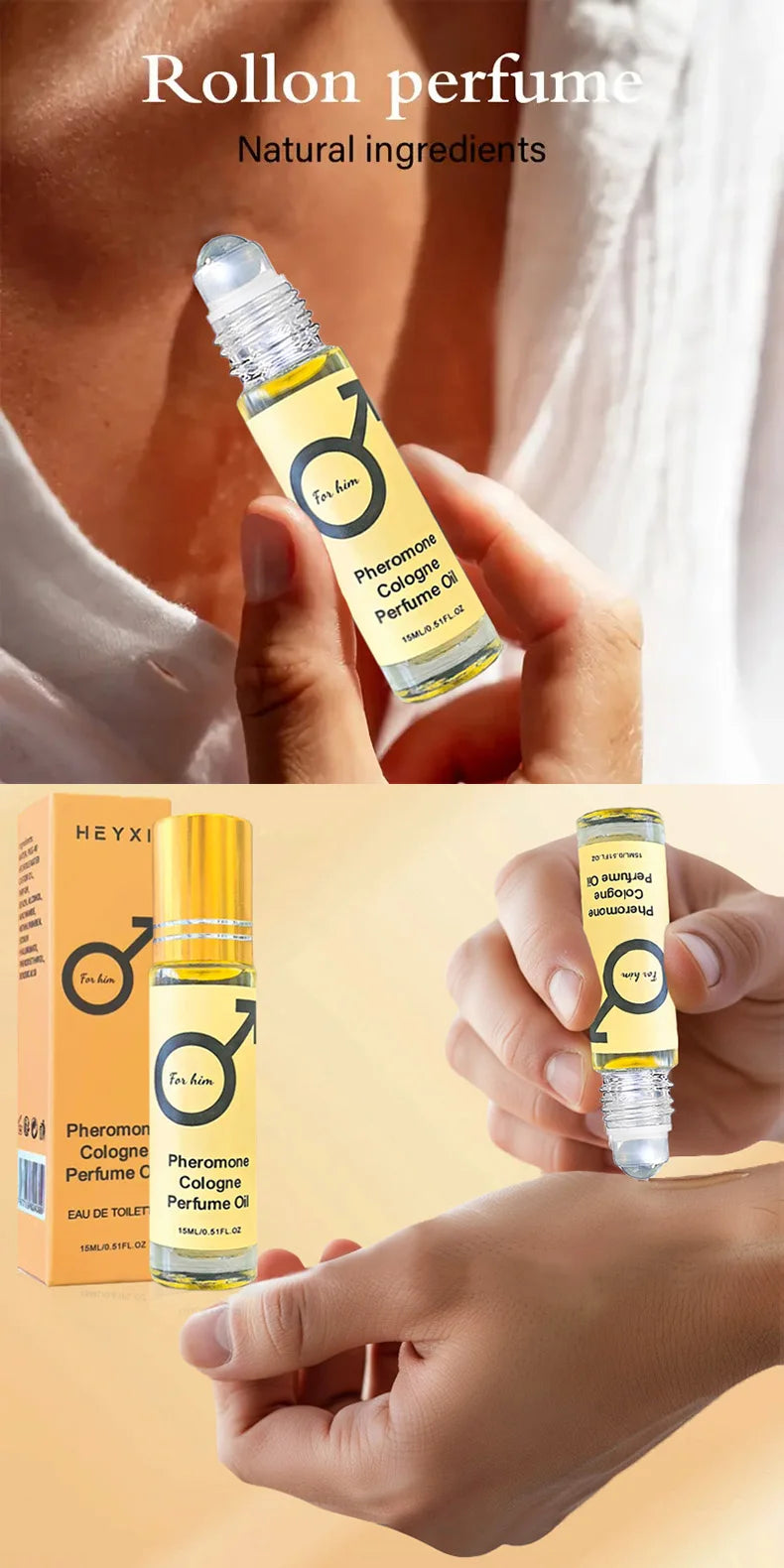 Pheromone Cologne Perfume Oil, lasting fragrance for men and women, portable travel clothes, romantic atmosphere perfume
