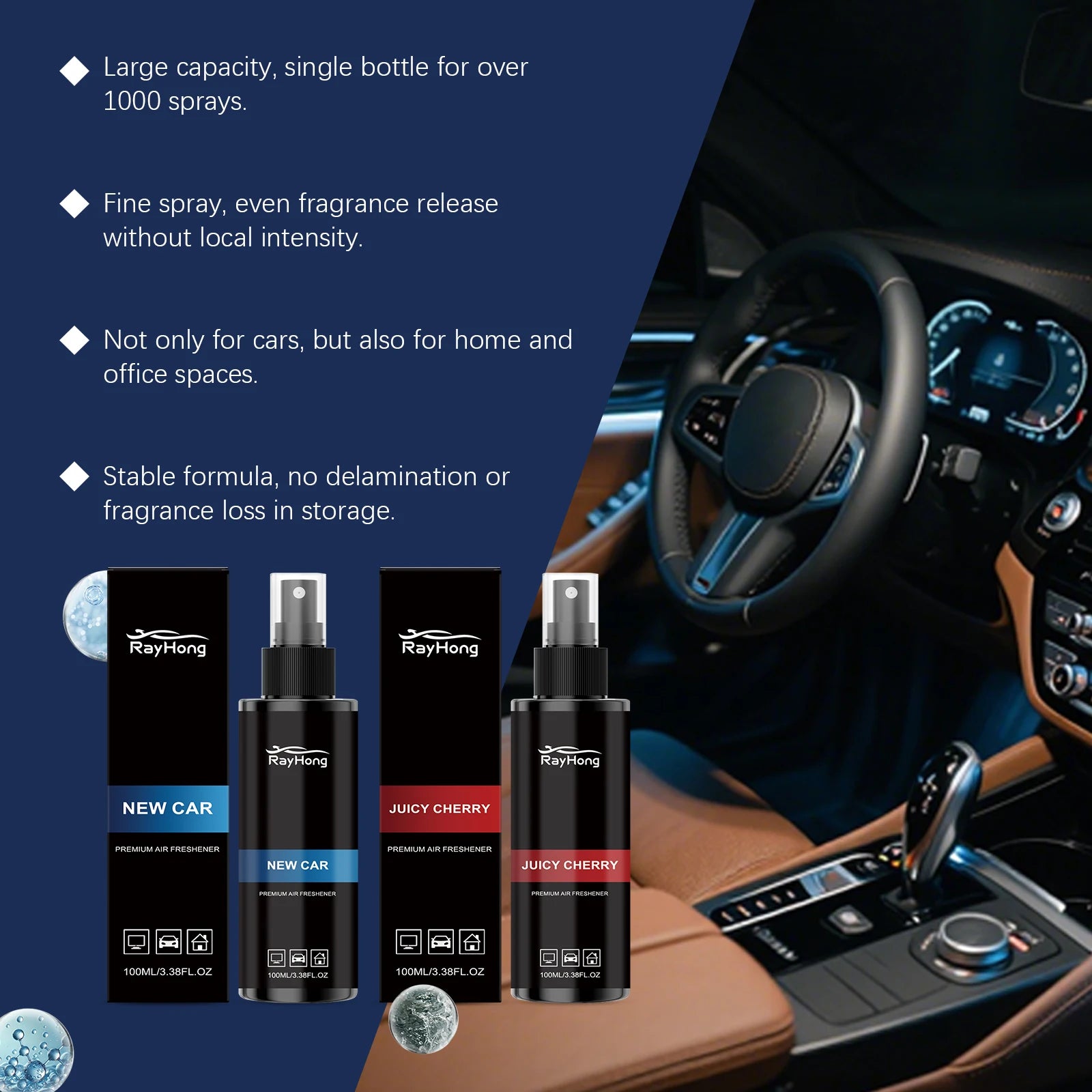 Car Air Freshener Odor Eliminator Auto Interior Spray Long Lasting Cherry Scent Automotive Fragrance Deodorizer Fresh Refresher