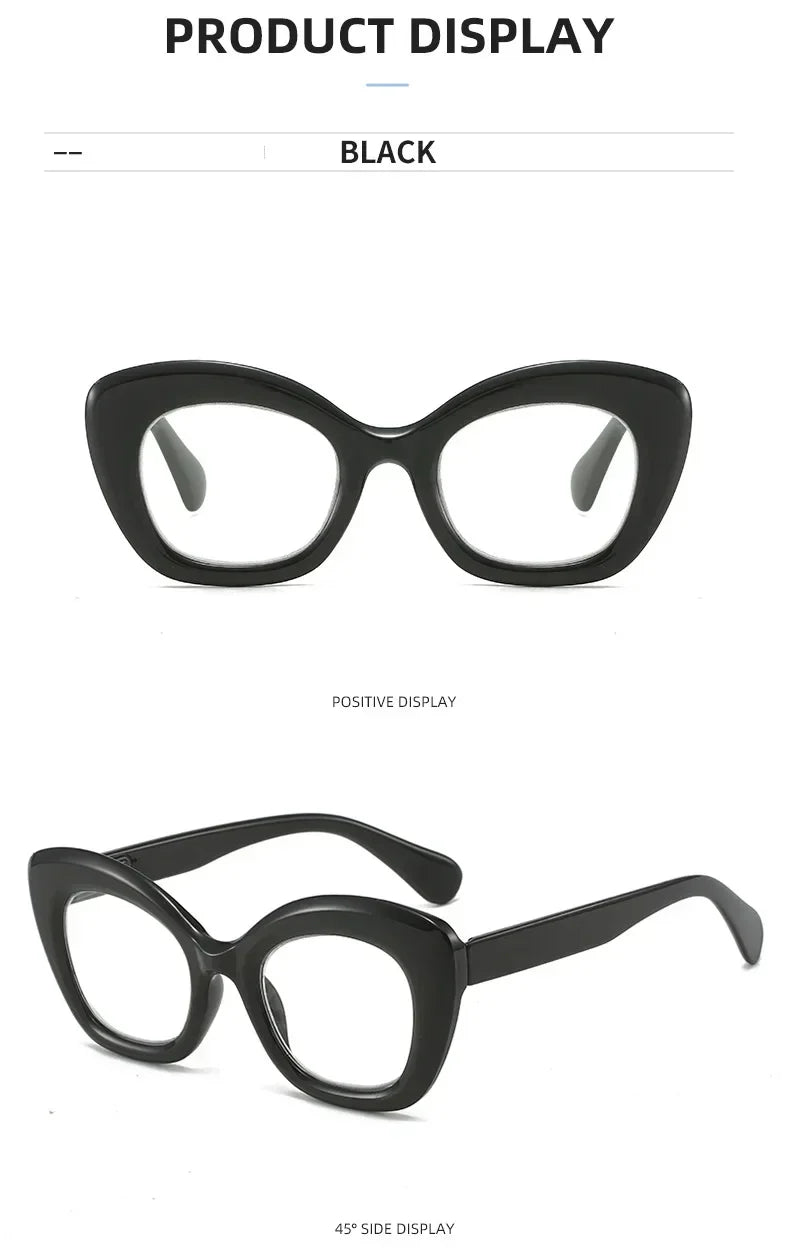 Women Retro Large Frame Reading Glasses Men Anti-blue Fashion High-definition Presbyopia Eyewear Vintage Far Sighted Eyewear