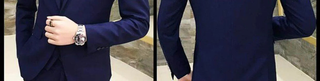 Men's Three-Piece Suit Set Business Formal Tailored Wedding Groomsmen Dress Spring Fashion Urban Polyester Blend Standard Fit