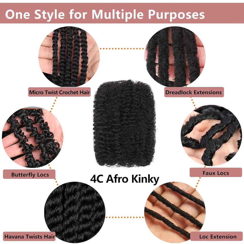 Afro Kinky Curly Braiding Bulk Hair for Braiding Twists Afro Kinky Bulk Hair for Dreadlock Extensions Repair Locs Women