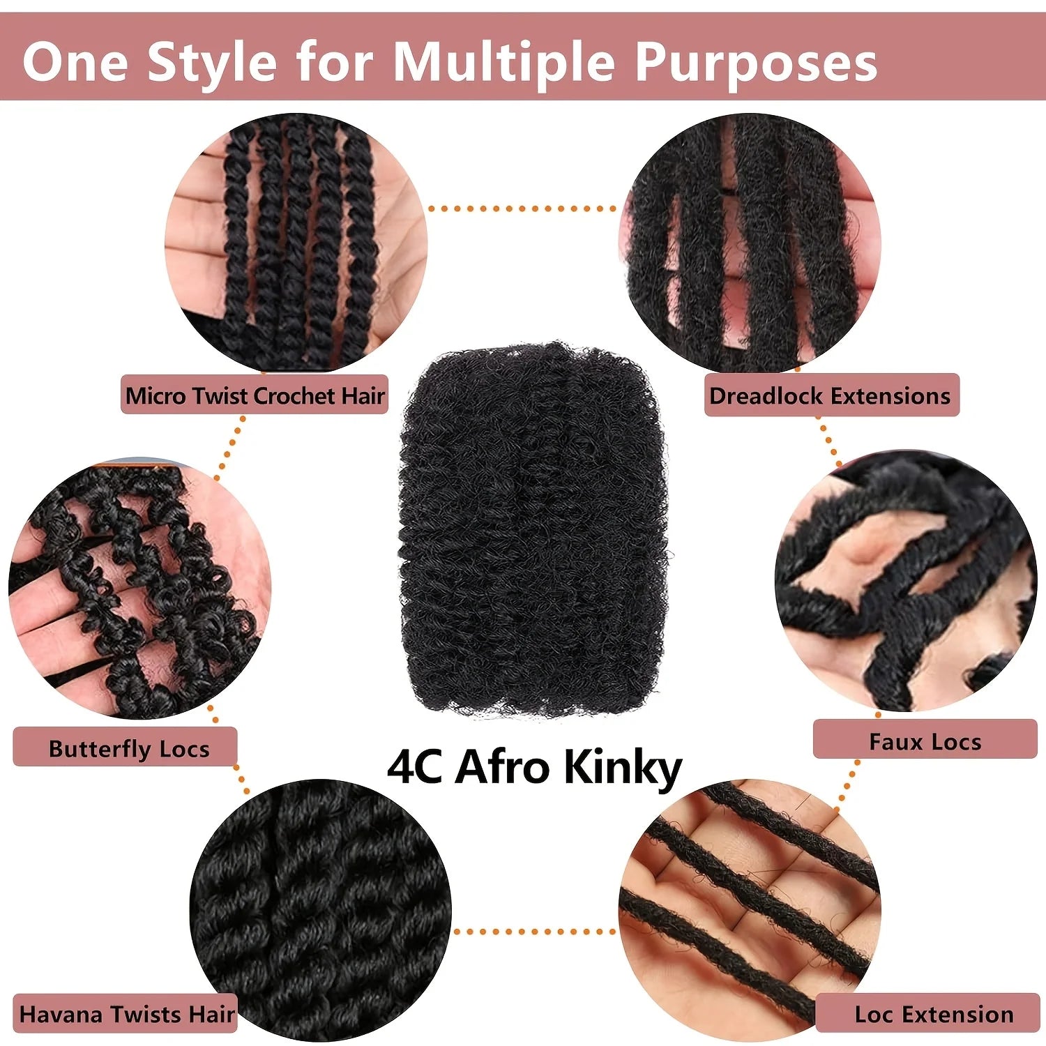 Afro Kinky Curly Braiding Bulk Hair for Braiding Twists Afro Kinky Bulk Hair for Dreadlock Extensions Repair Locs Women