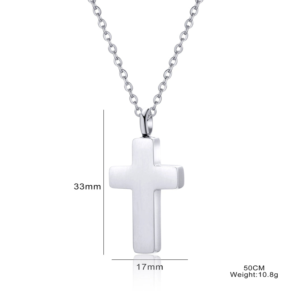 Cremation Cross Necklace for Ashes Stainless Steel Cross Urn Pendant Ashes Holder Memorial Jewelry