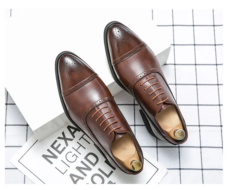Luxury Men Dress Shoes Fashion Casual Business Shoes Retro Party Banquet Shoes for Men Carved Lace-up Brogue Wedding Shoe Size48