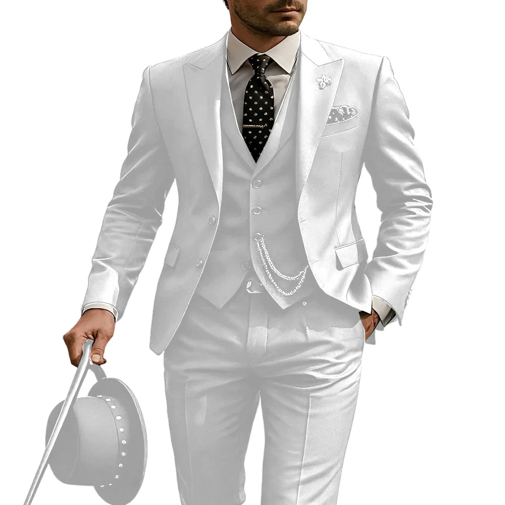 Men's 3-Piece Suit, Wedding Groom's Tuxedo, Party Custom Suit, Elegant Ouifit Custom Blazer and Trousers Vest