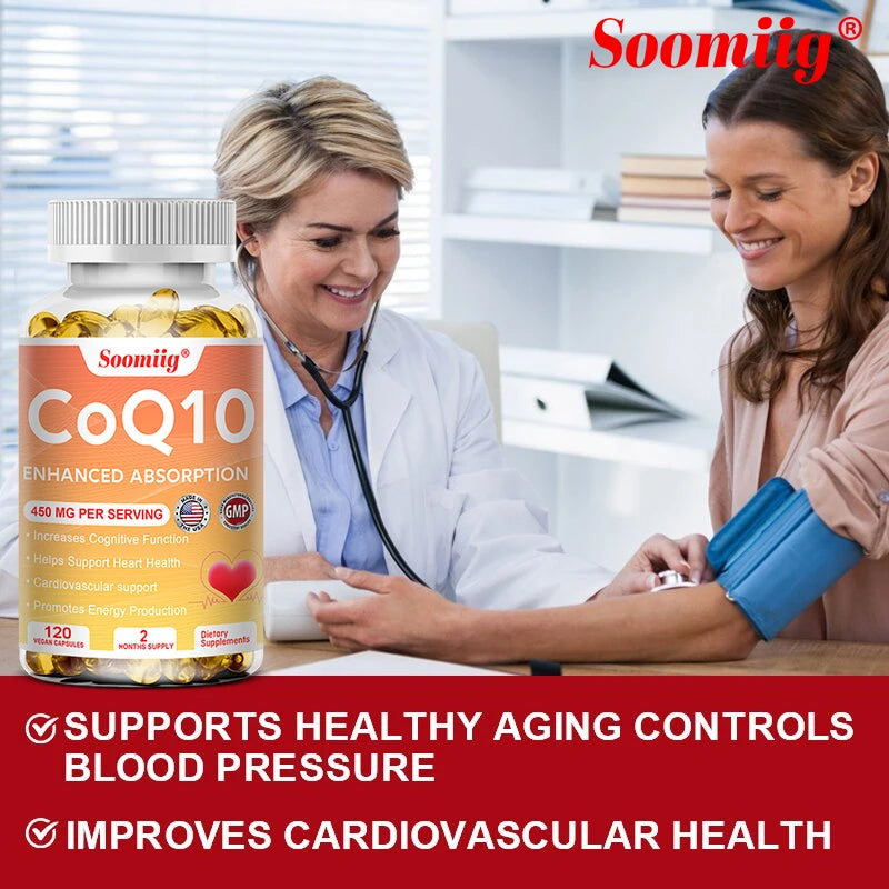 Coenzyme Q10 Capsules COQ10 for Heart and Cardiovascular Health Energy Supplement, Healthy Brain Function, Boost Immunity