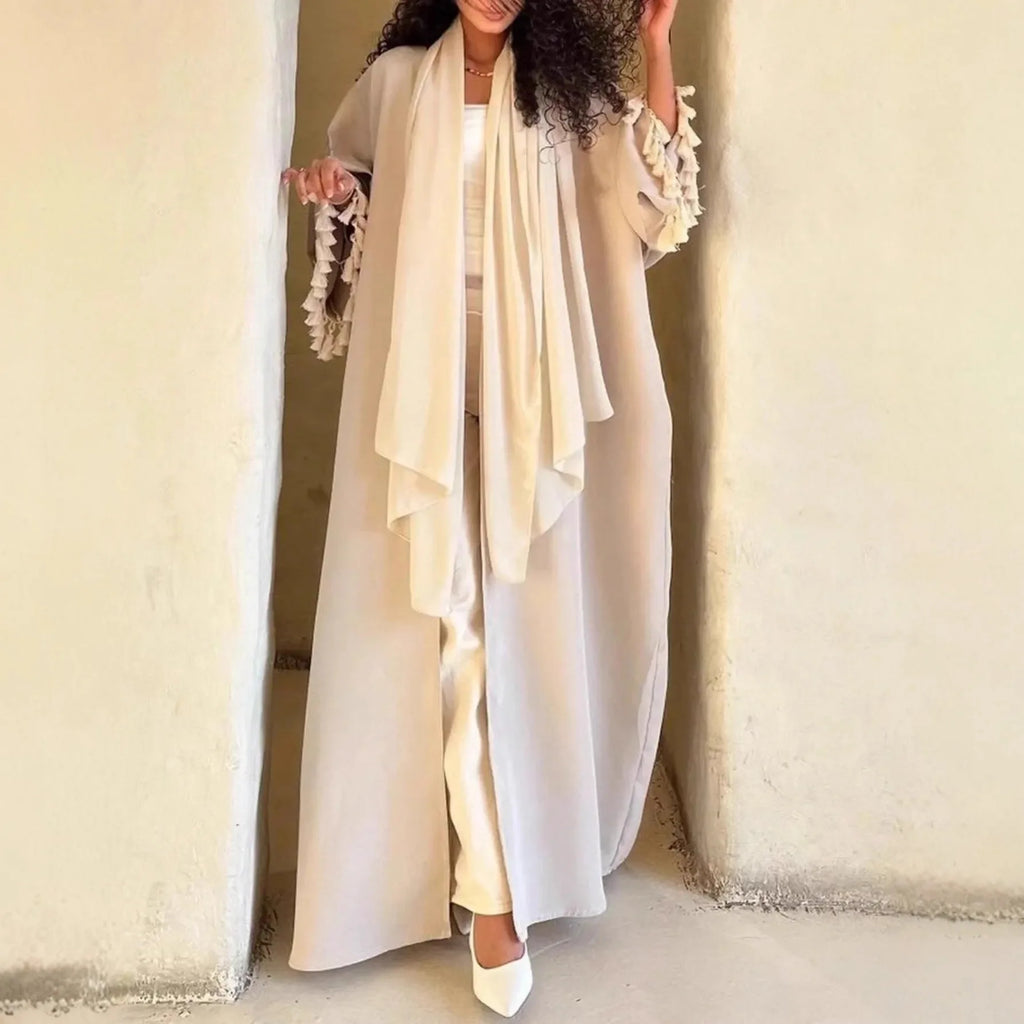 Dubai Abbayas for Women Muslim Dress Open Abayas Fringed Kimono Cardigan Caftan Marocain Femme Robe Dubai Abayo Islamic Clothing