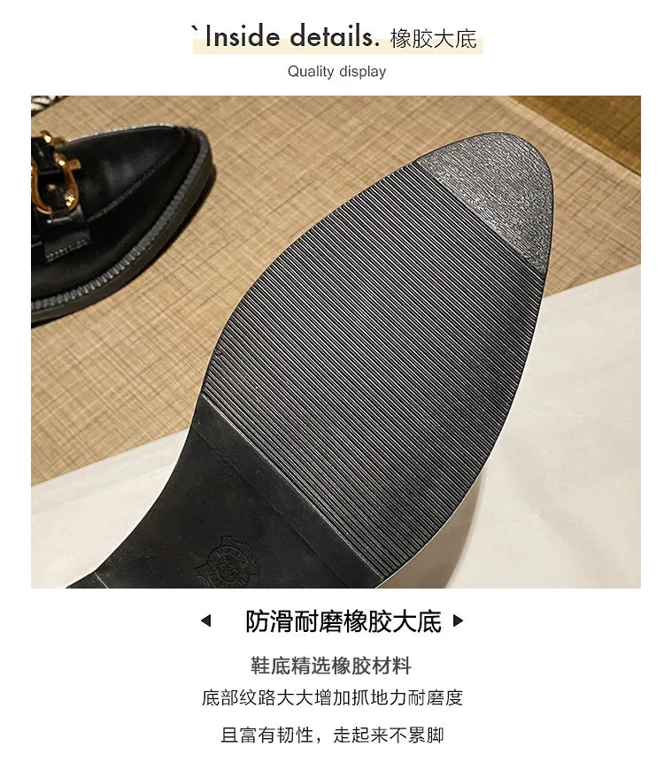 New Women Pointed Toe Leather Casual Shoes British Style Dress Shoes Fashion Cool Slip-on Loafers