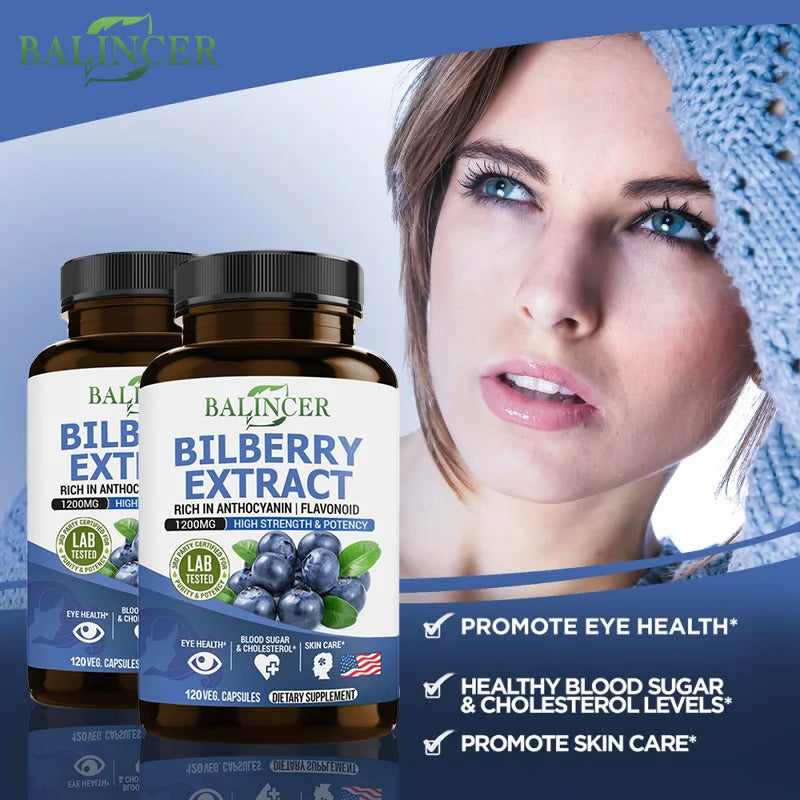 Bilberry Extract Supplements - Rich in Antioxidants, Promote Vision Health and Protect Eyes, Promote Brain Health