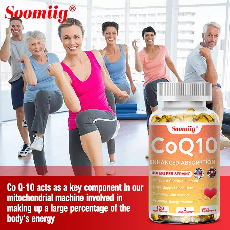 Coenzyme Q10 Capsules COQ10 for Heart and Cardiovascular Health Energy Supplement, Healthy Brain Function, Boost Immunity