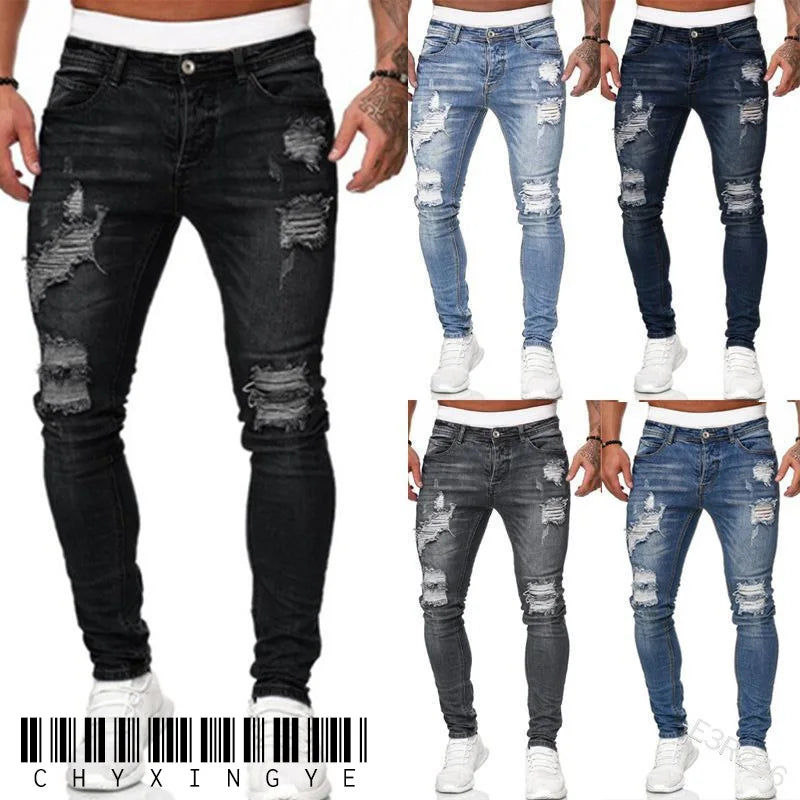 Men Pants Fashion Men Casual Pants Stretch Jeans Skinny Work Trousers Male Vintage Wash Plus Size Jean Slim Fit for Men Clothing