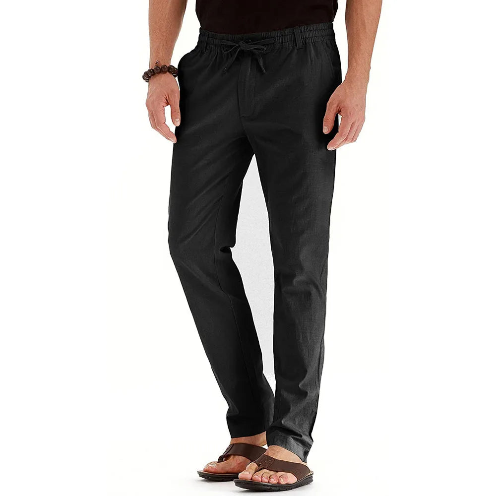 Large casual pants for men, trendy business casual pants for spring and autumn, comfortable straight leg solid color trousers