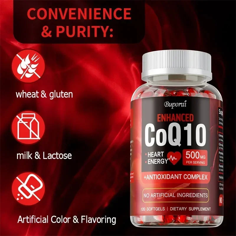 High Absorption CoQ10 Capsules - Supports Heart Health, Provides Energy, Antioxidant