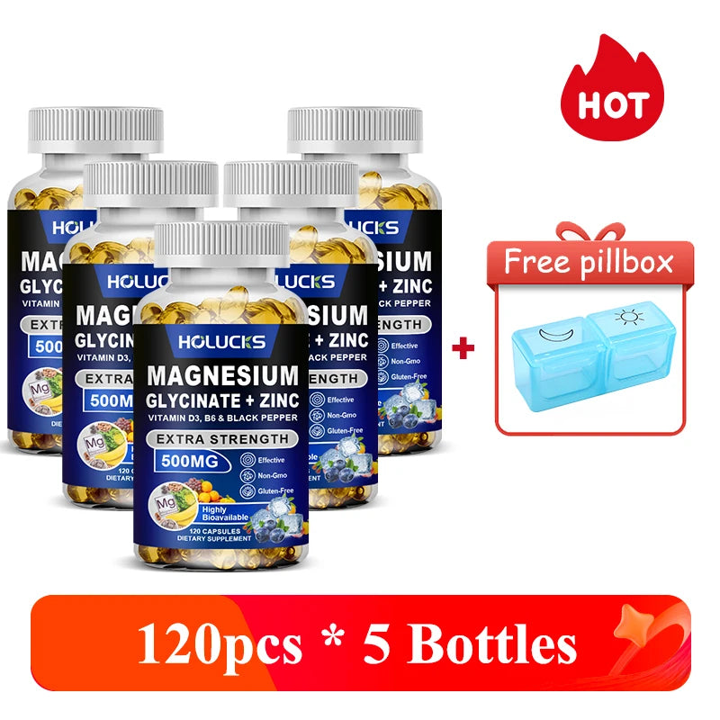 Magnesium Glycinate Supplement, Improve Mood, Sleep Support, Muscle Relaxation & Heart Wellness, for Men Women
